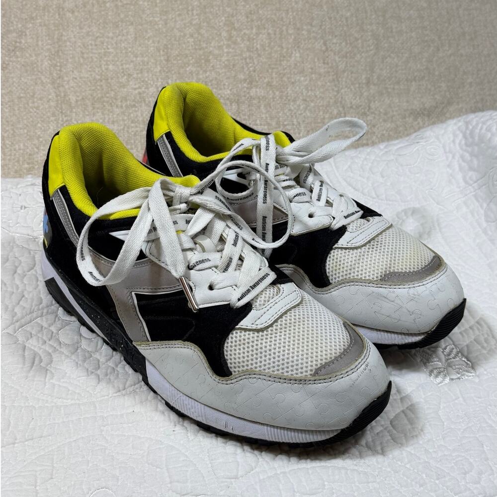 Diadora Women 8 Black White N9002 Autism Awareness Lace Up Sneakers Limited